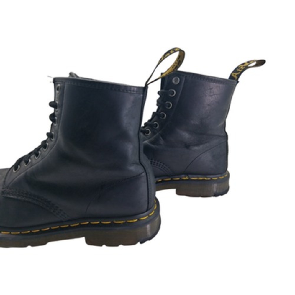 Dr Martens Boots Mens 8 Womens 9 Black Leather Combat Non Slip Ankle Casual Boot - Picture 11 of 13